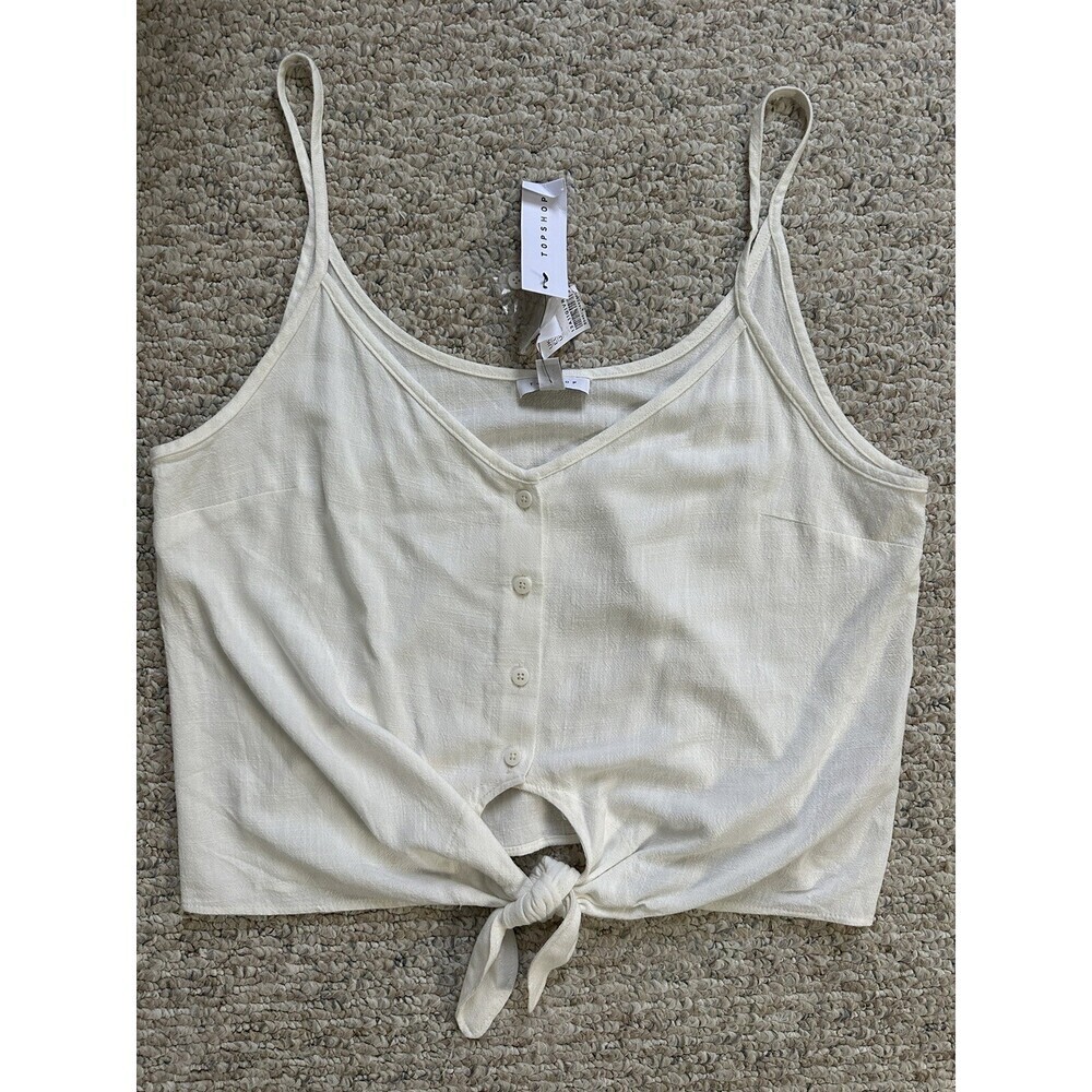 Topshop Tie Front Camisole With Buttons In Ivory Size 12 US / 16 UK